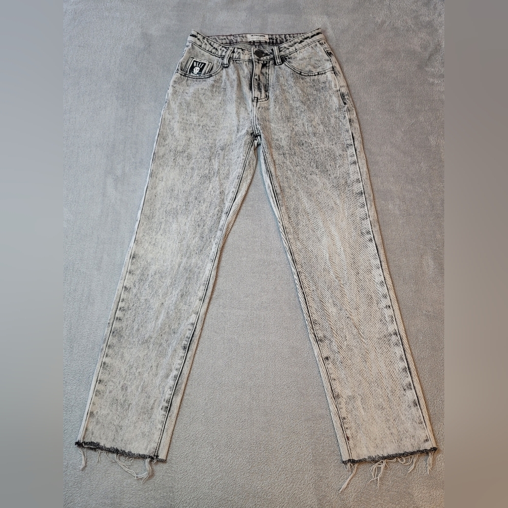 One Teaspoon Awesome Baggies Acid Wash Gray High Waist Jeans Size 27